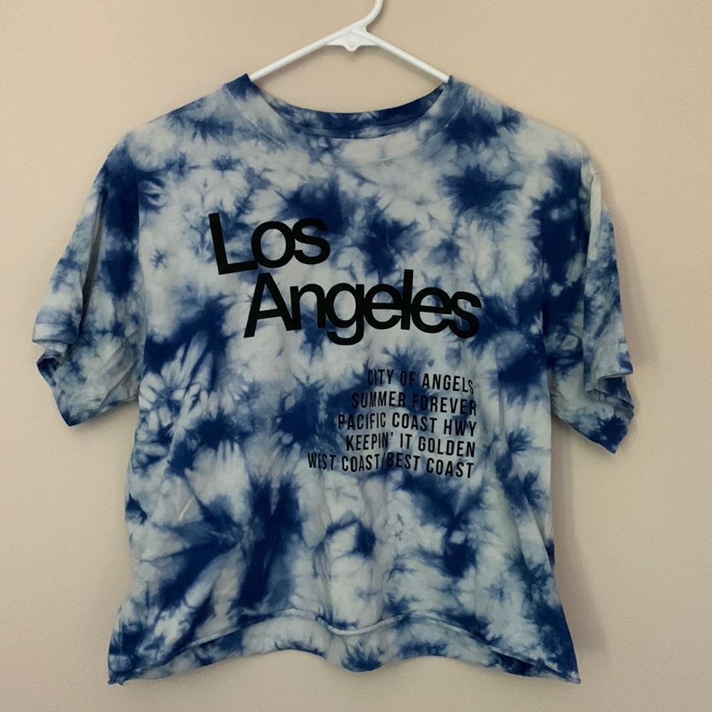 Blue Tie-Dyed Crop Top
